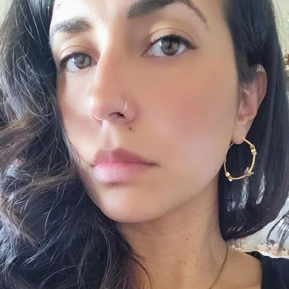 Handmade gold color hoops moon star medium size new - Picture 4 of 4